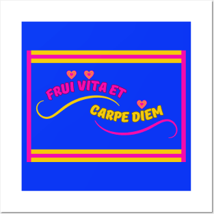 Enjoy Life Seize The Day Latin Phrase InBlue Posters and Art